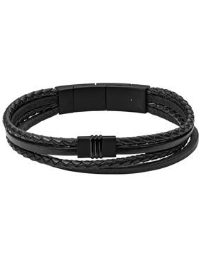 Fossil Bracelet Multi-Strand Black Leather Bracelet JF03098001