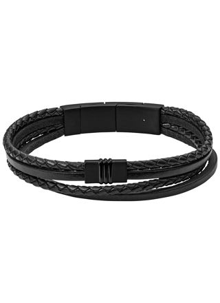 Fossil Bracelet Multi-Strand Black Leather Bracelet JF03098001