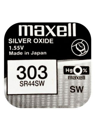 Maxell SR44SW silver oxide battery 303