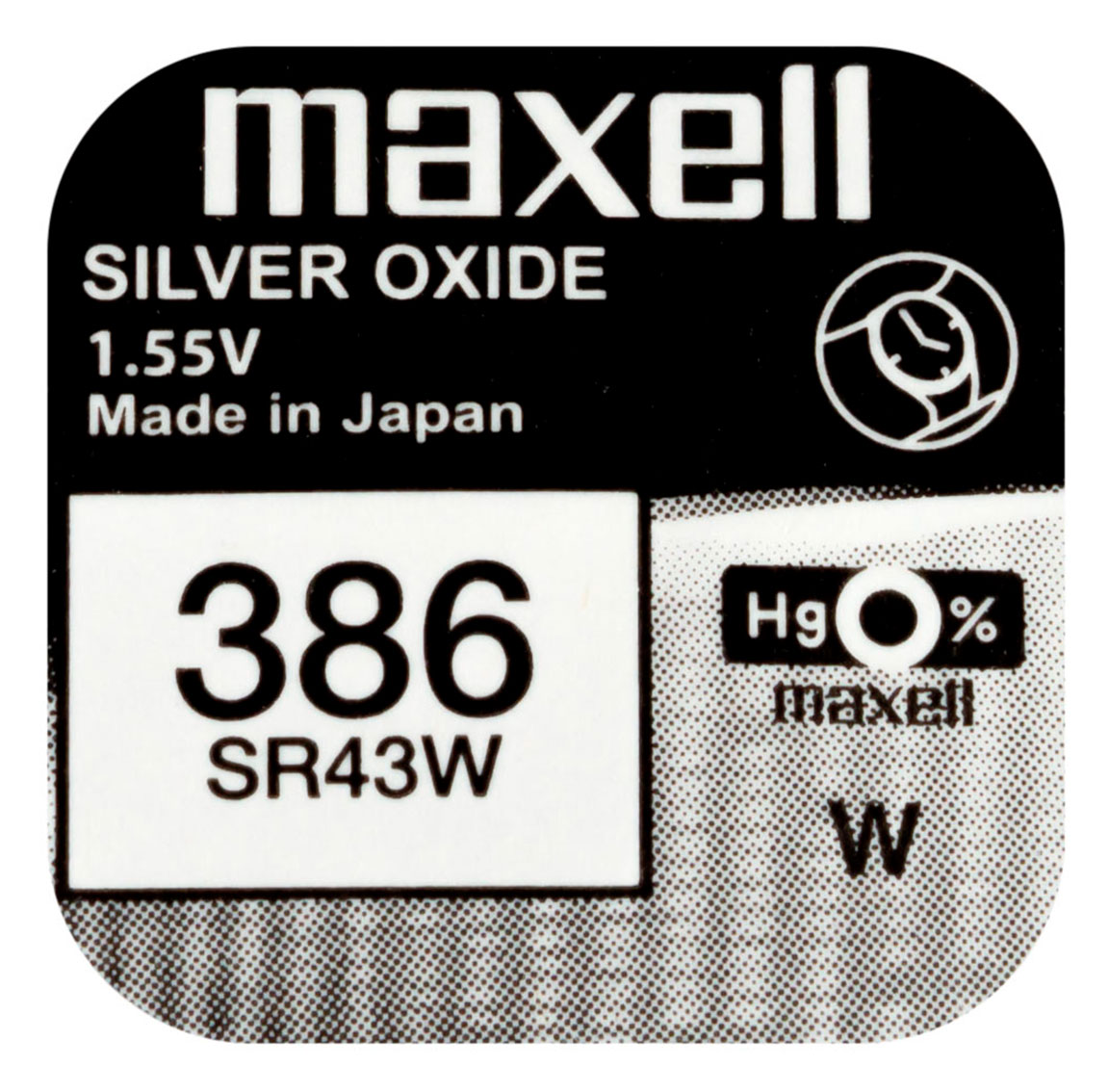 Maxell SR43W silver oxide battery 386