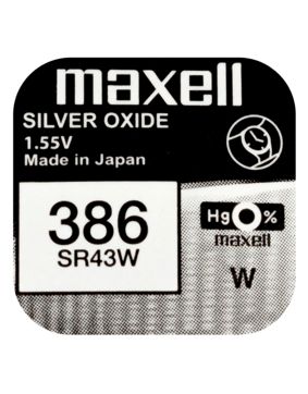 Maxell SR43W silver oxide battery 386