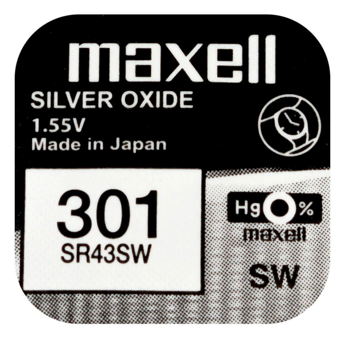 Maxell SR43SW silver oxide battery 301
