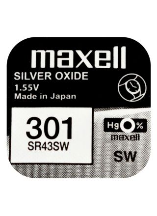 Maxell SR43SW silver oxide battery 301