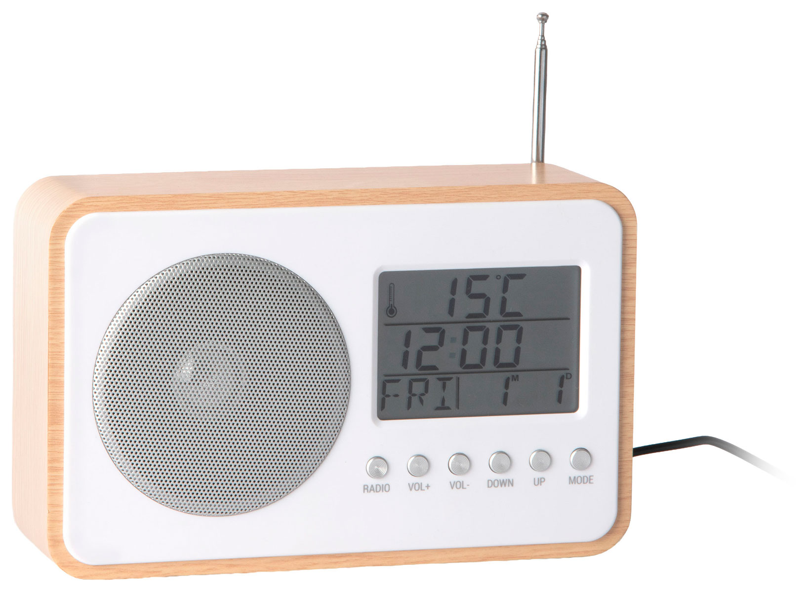 Karlsson FM Radio Light Wood Veneer Alarm Clock KA6036WD