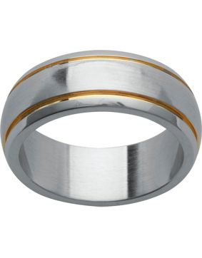 Lykka two-tone grooved plain steel ring 7 mm