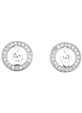 Silver Bar Clef studearrings 10 mm 1847