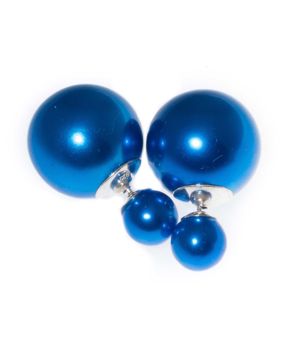 BB Earrings Pearl 8/16 Electric Blue