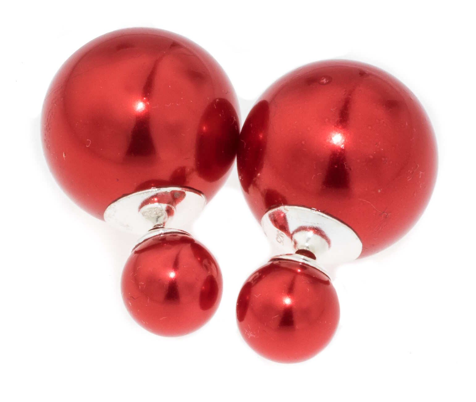 BB Earrings Ball 8/16 Red Metallic