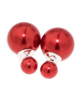 BB Earrings Ball 8/16 Red Metallic