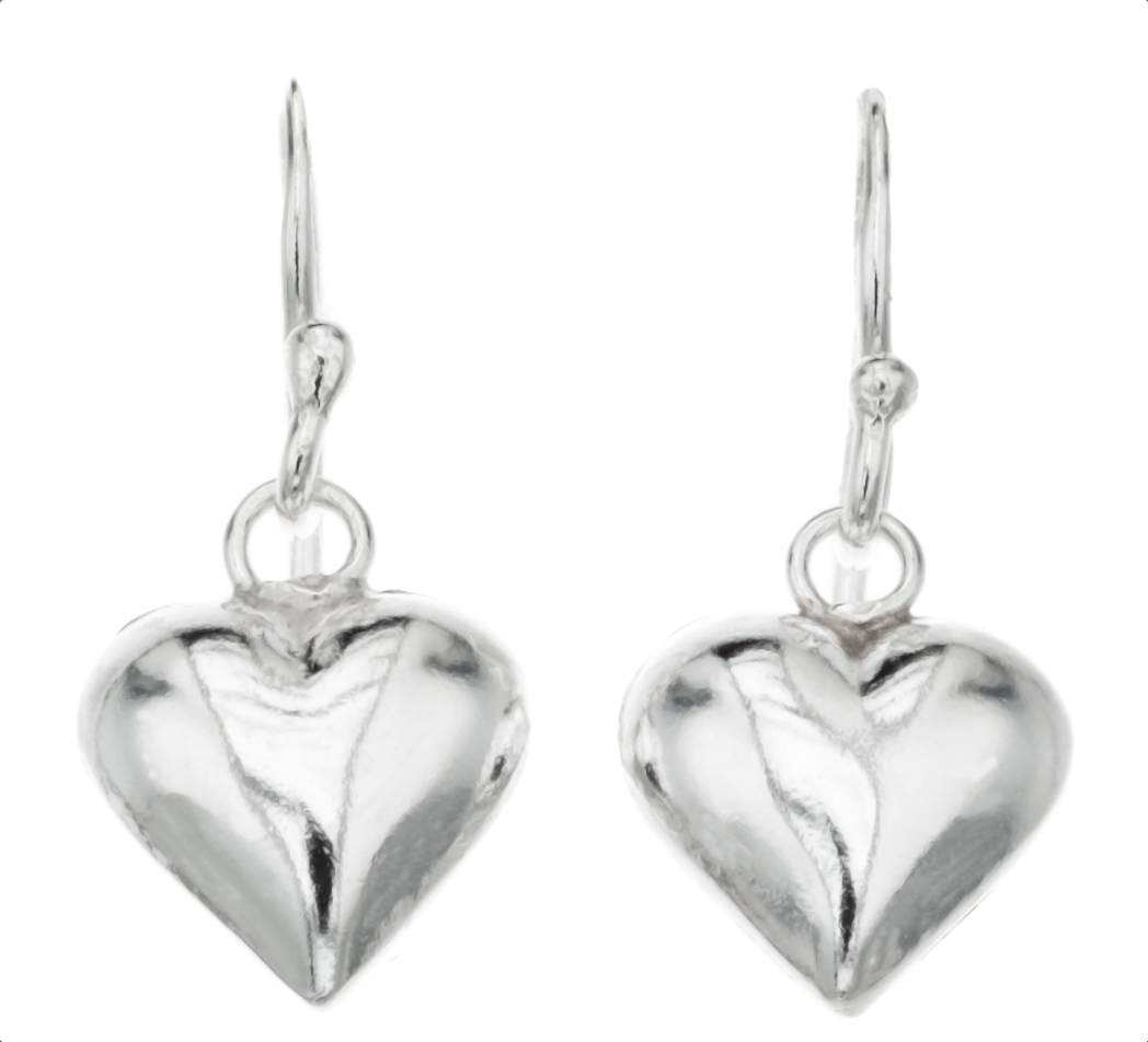 Silver Bar Sentin heart hanging earrings 25 mm 1853
