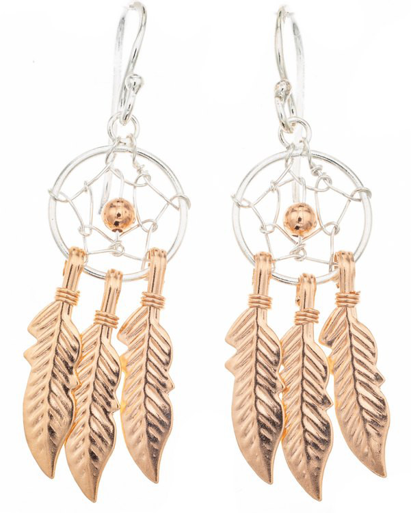 Silver Bar dream catcher 2-color hanging earrings 45 mm 1858