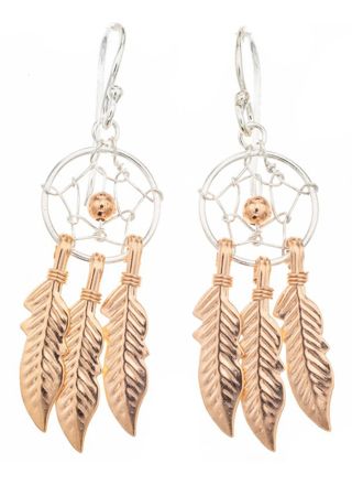 Silver Bar dream catcher 2-color hanging earrings 45 mm 1858