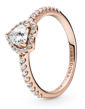 Pandora Heart Rose Clear Cubic Zirconia ring 188421C02