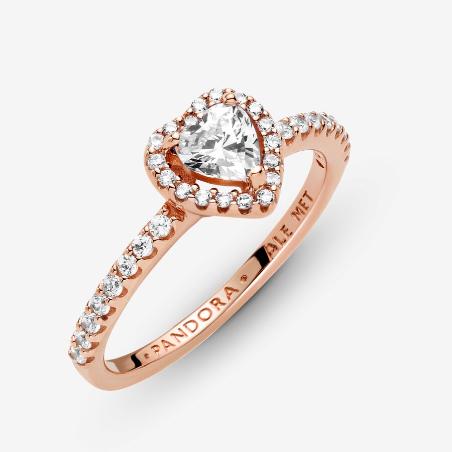 Pandora Heart Rose Clear Cubic Zirconia ring 188421C02