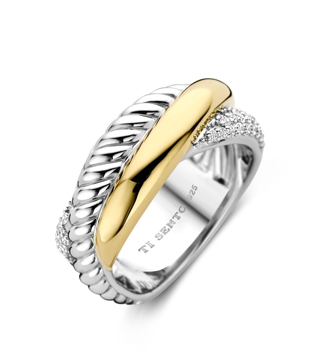 TI SENTO two-tone crossover silver ring 1973ZY/58