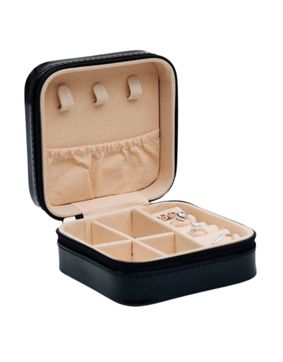 Lykken imitation leather black square jewellery box
