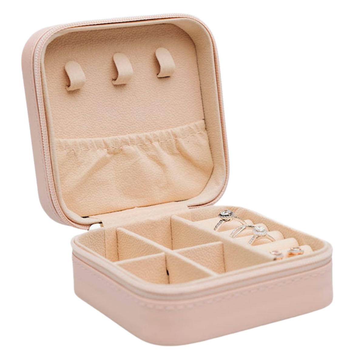 Lykka imitation leather pink square jewellery box