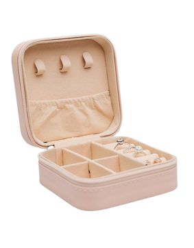 Lykka imitation leather pink square jewellery box