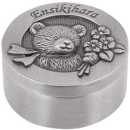 Box for first curl, teddy bear and flowers 078726