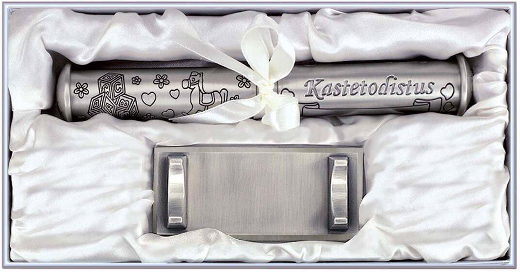 Christening certificate holder with pedestal with toys 078743