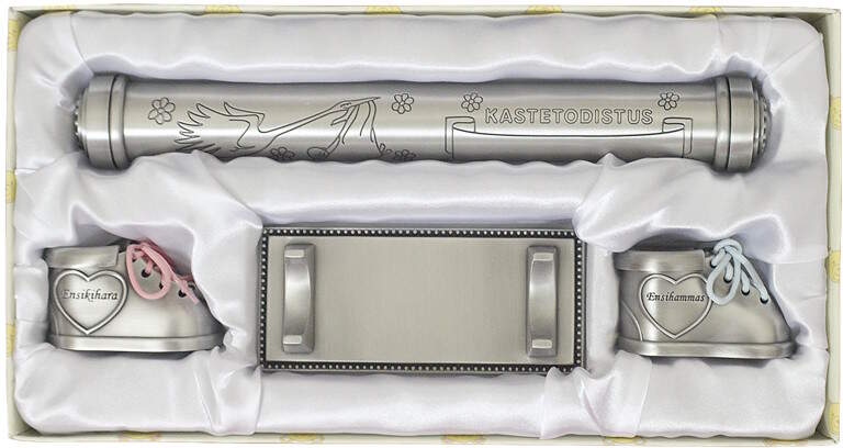 Christening certificate on a pedestal set 078737