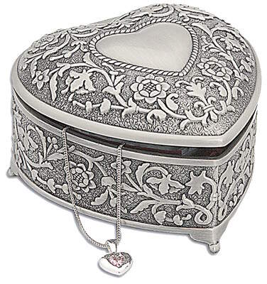 Music box jewelry box, heart, 078702