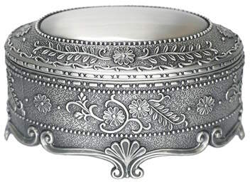 Music box jewelry box, oval flower, 078816