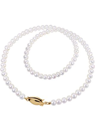Pirami Christening lace with oval lock white pearl gold 00005301