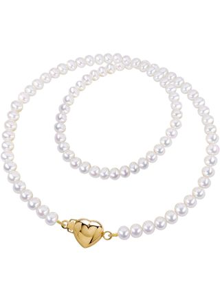 Pirami Christening lace with heart lock white pearl gold 30010001