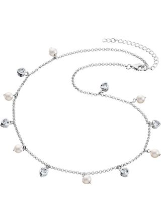 Pirami girl necklace, with zirconium hearts white pearl 30010311
