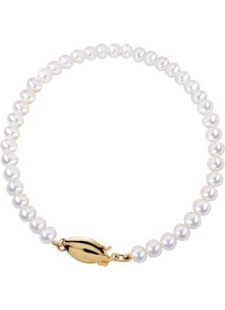Pirami girl strap with oval lock white pearl gold 14010097