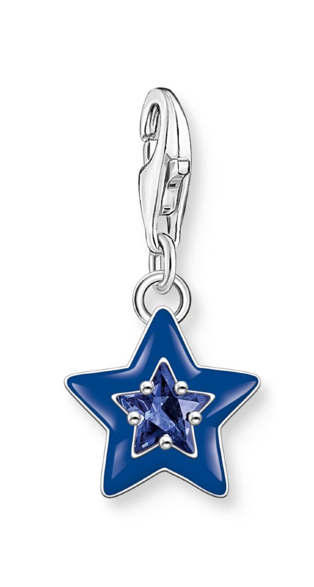 Thomas Sabo Charm Club Charmista star sapphire blue stone blue enamel silver charm 2043-496-7