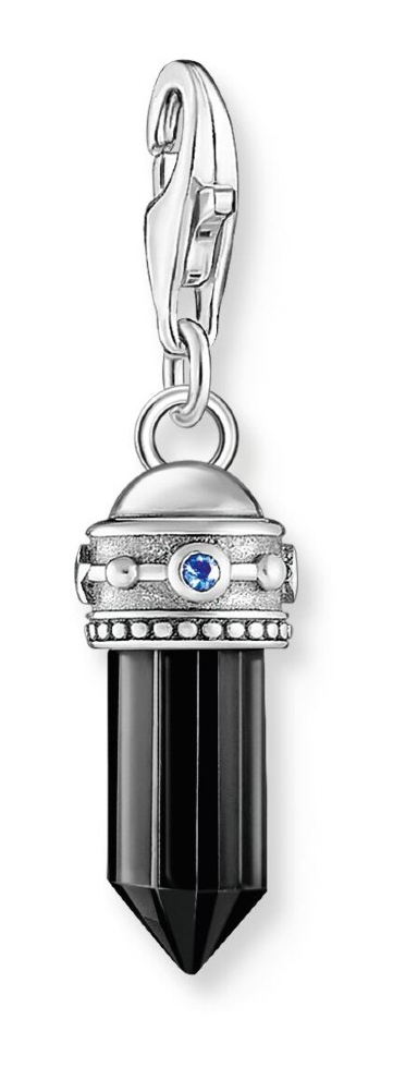 Thomas Sabo Charm Club Charmista hexagon onyx and red and sapphire blue stones silver charm 2110-698-11