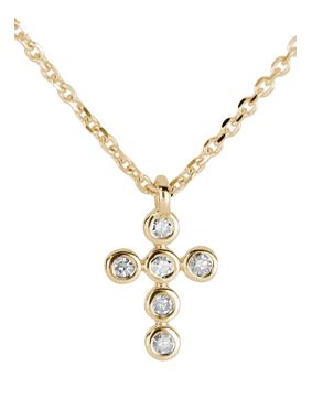 Kohinoor cross necklace with diamonds yellow gold 213-P6062