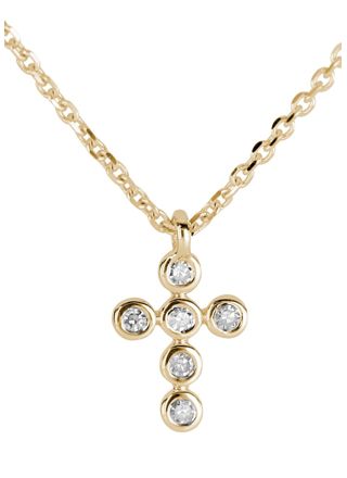 Kohinoor cross necklace with diamonds yellow gold 213-P6062