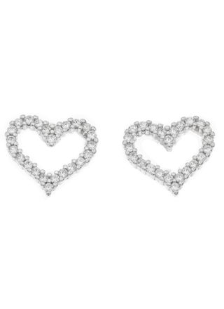 Silver Bar Prettty heart pave earrings 10 x 11 mm 2130