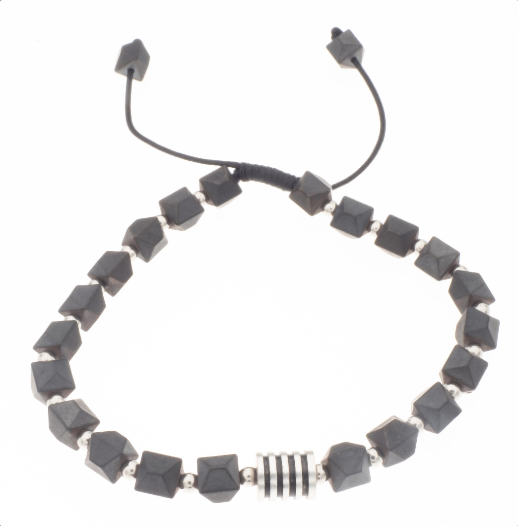 Silver Bar hematite prisma black adjustable 2198