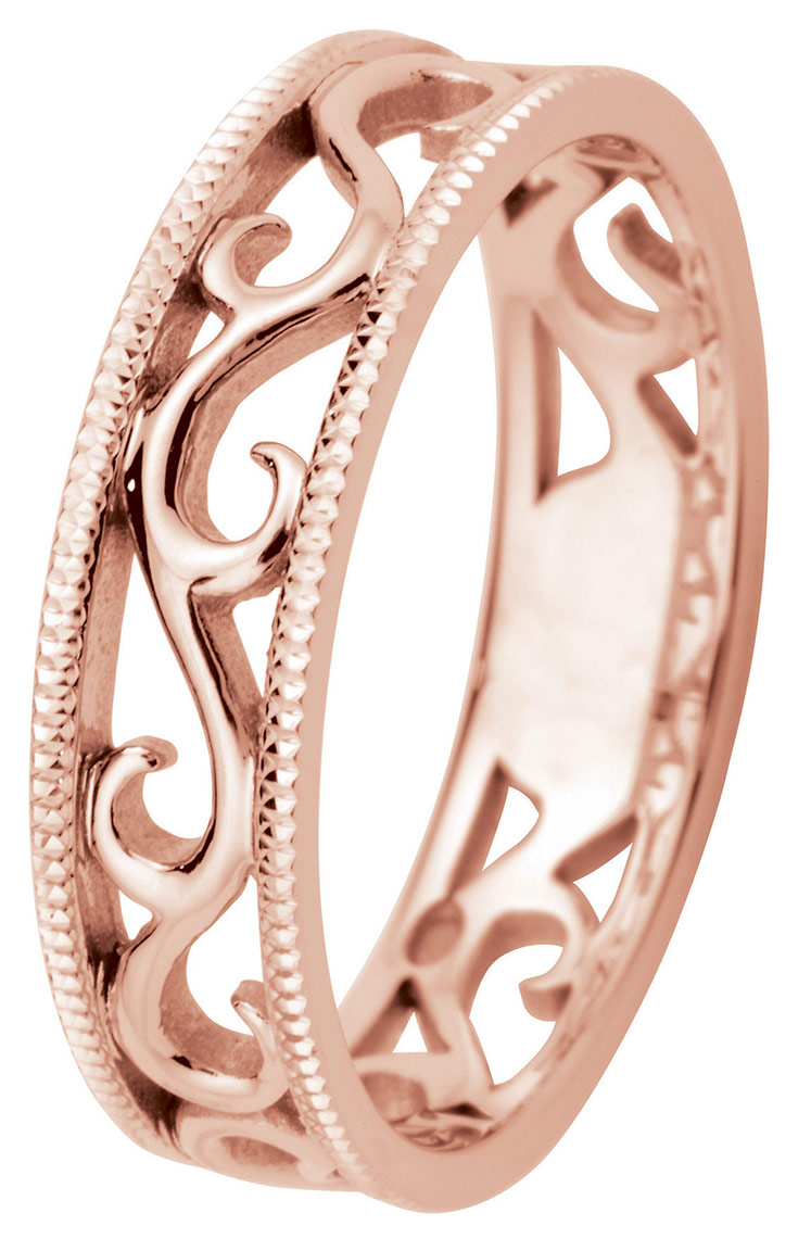 Kohinoor 013-252P Laurel Rose Gold Filigree Ring