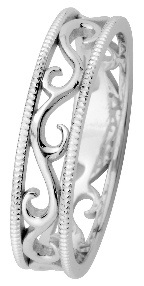 Kohinoor 013-252V Laurel Shining White Gold Filigree Ring