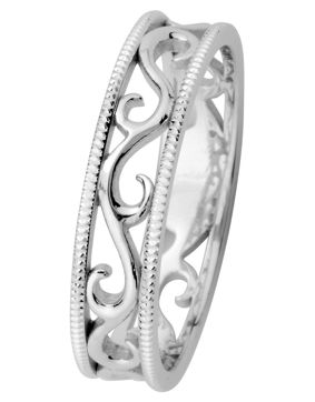 Kohinoor 013-252V Laurel Shining White Gold Filigree Ring