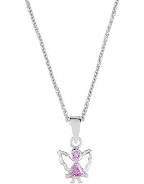 Lykka pink guardian angel silver necklace