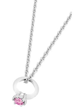 Lykken christening ring silver necklace pink