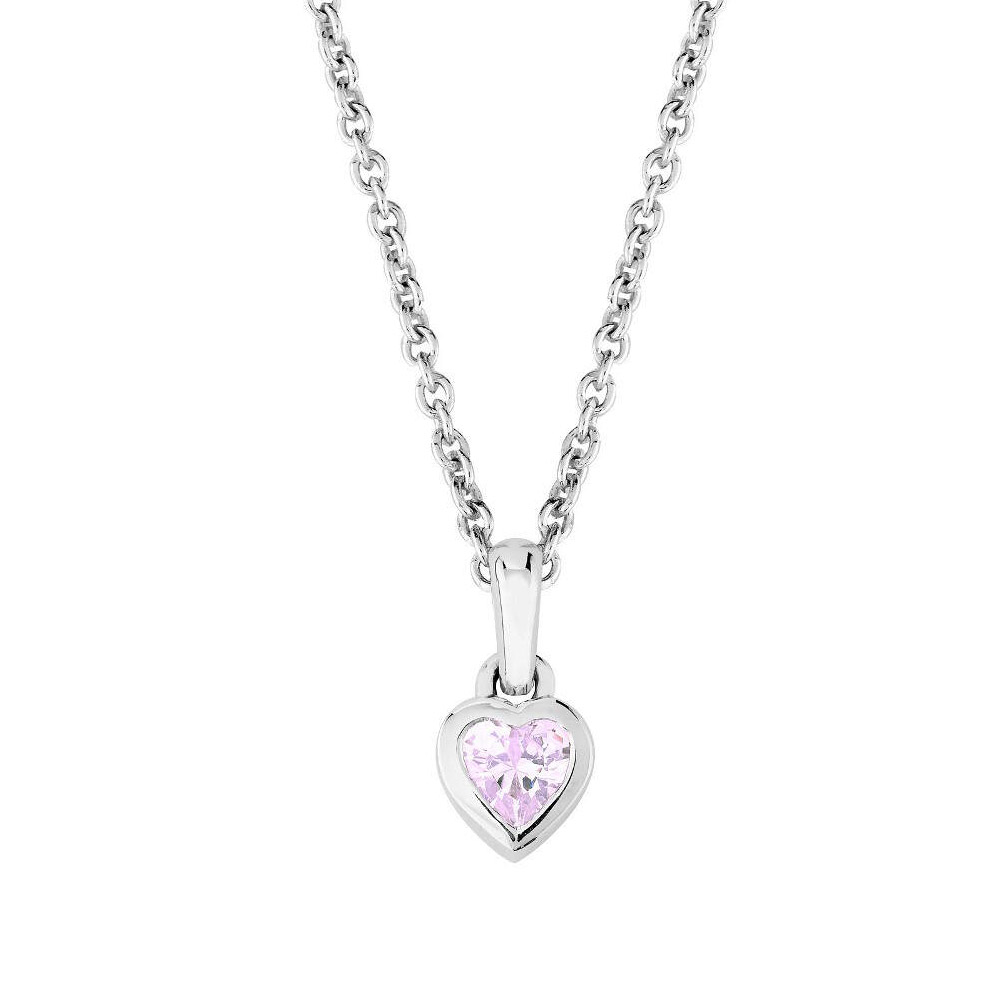 Lykka pink zirkonia heart christening necklace 