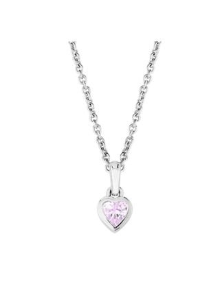 Lykken pink zirkonia heart christening necklace