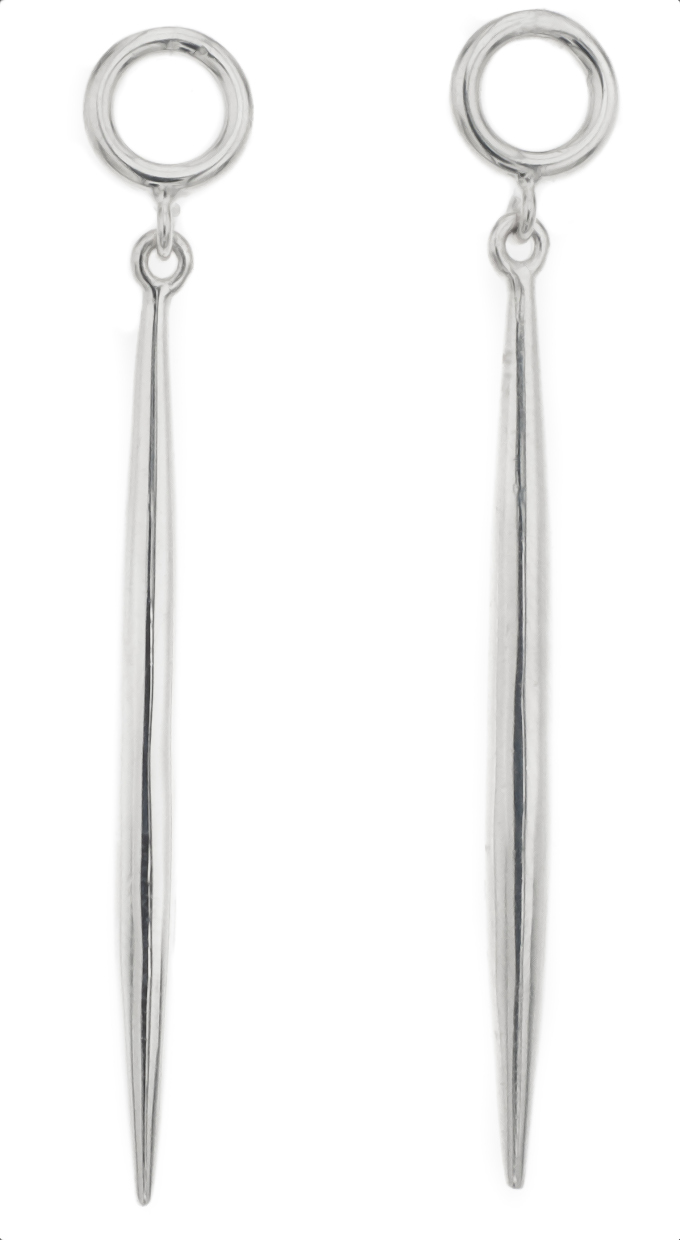 Silver Bar Danger tear drop hanging earrings 55 mm 2243