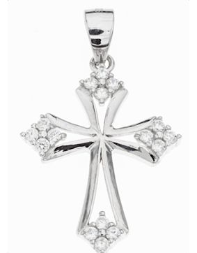Silver Bar Four star cross zirconia pendant 24 mm 2264