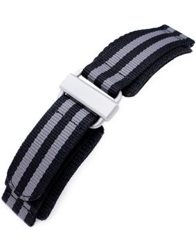 MiLTAT Black & Grey NyjBB Nylon Velcro strap 22mm 22B22EBR01N9H10