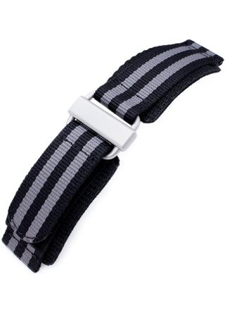 MiLTAT Black & Grey NyjBB Nylon Velcro strap 22mm 22B22EBR01N9H10