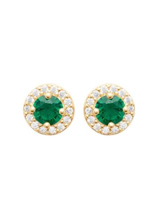 Lykka Casuals gold-plated halo green cubic zirconia silver earrings