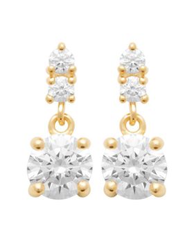 Lykken Casuals gold-plated tripple stone drop silver earrings